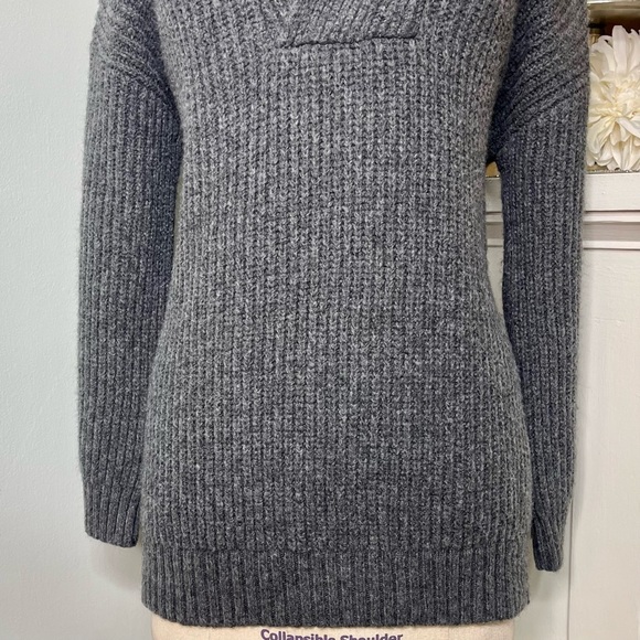 Talbots Shawl Collar Shaker Stitch Wool V Neck Pullover Sweater Oversized Small - Picture 4 of 9